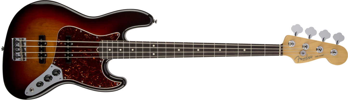 Fender American Standard Jazz Bass, diapasón de palisandro, acabado Sunburst de 3 colores