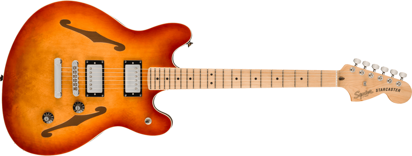 Squier Affinity Series® Starcaster® Deluxe, diapasón de arce, Sienna Sunburst