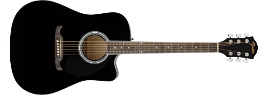 Fender FA-125CE Dreadnought, diapasón de nogal, color negro