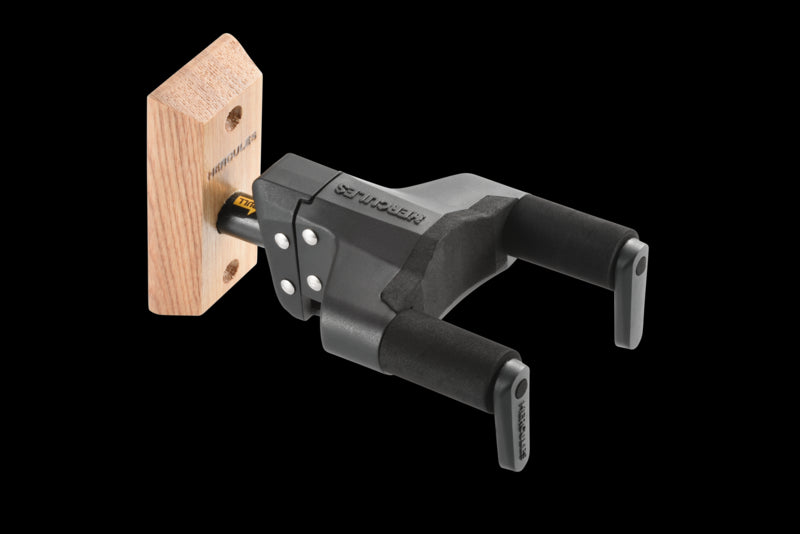 Hercules Stands GSP38WBPLUS PLUS Series Universal AutoGrip Wood Base, Short Arm Wall Mount Guitar Hanger
