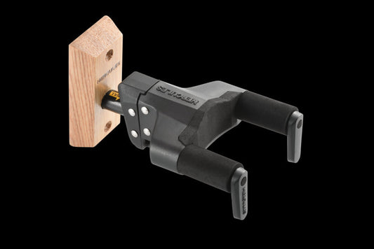 Hercules Stands GSP38WBPLUS PLUS Series Universal AutoGrip Wood Base, Short Arm Wall Mount Guitar Hanger