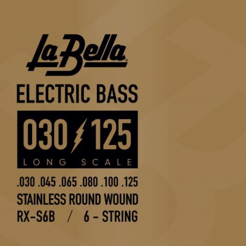 Bajo La Bella RX-S6B Serie Rx, acero inoxidable, 6 cuerdas, 30-125