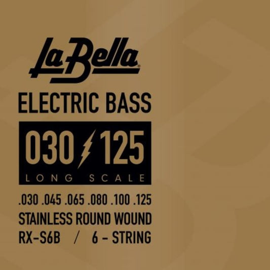 Bajo La Bella RX-S6B Serie Rx, acero inoxidable, 6 cuerdas, 30-125