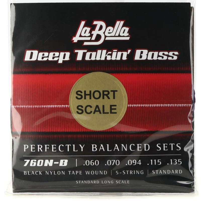 La Bella 760N-B-S Black Nylon Tape - Standard, 5-String, Short Scale
