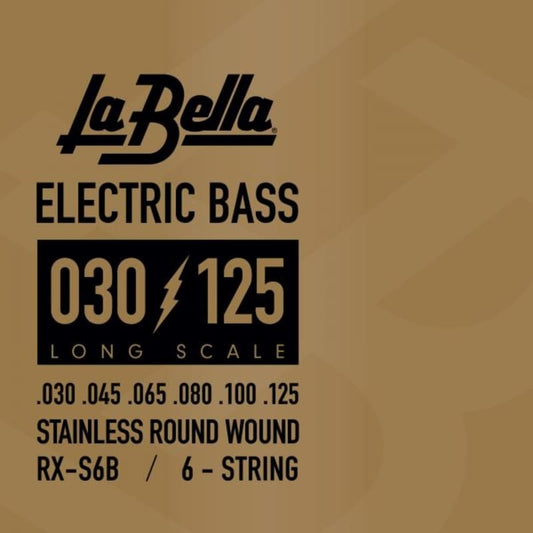 Bajo La Bella RX-S6C Serie Rx, acero inoxidable, 6 cuerdas, 30-130
