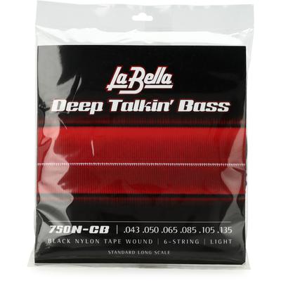 Cinta de nailon negra La Bella 750N-CB - Ligera, 6 cuerdas, 43-135