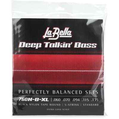 Cinta de nailon negra La Bella 760N-B-XL - Estándar, 5 cuerdas, escala extralarga
