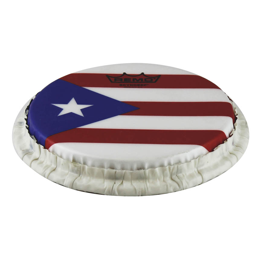 REMO **Pedido especial**, Parche de bongó, plegado, 7.15", SKYNDEEP®, gráfico de la bandera de Puerto Rico