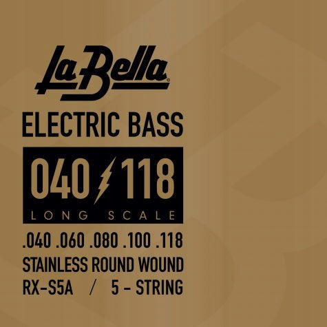Bajo La Bella RX-S5A Serie Rx, acero inoxidable, 5 cuerdas, 40-118
