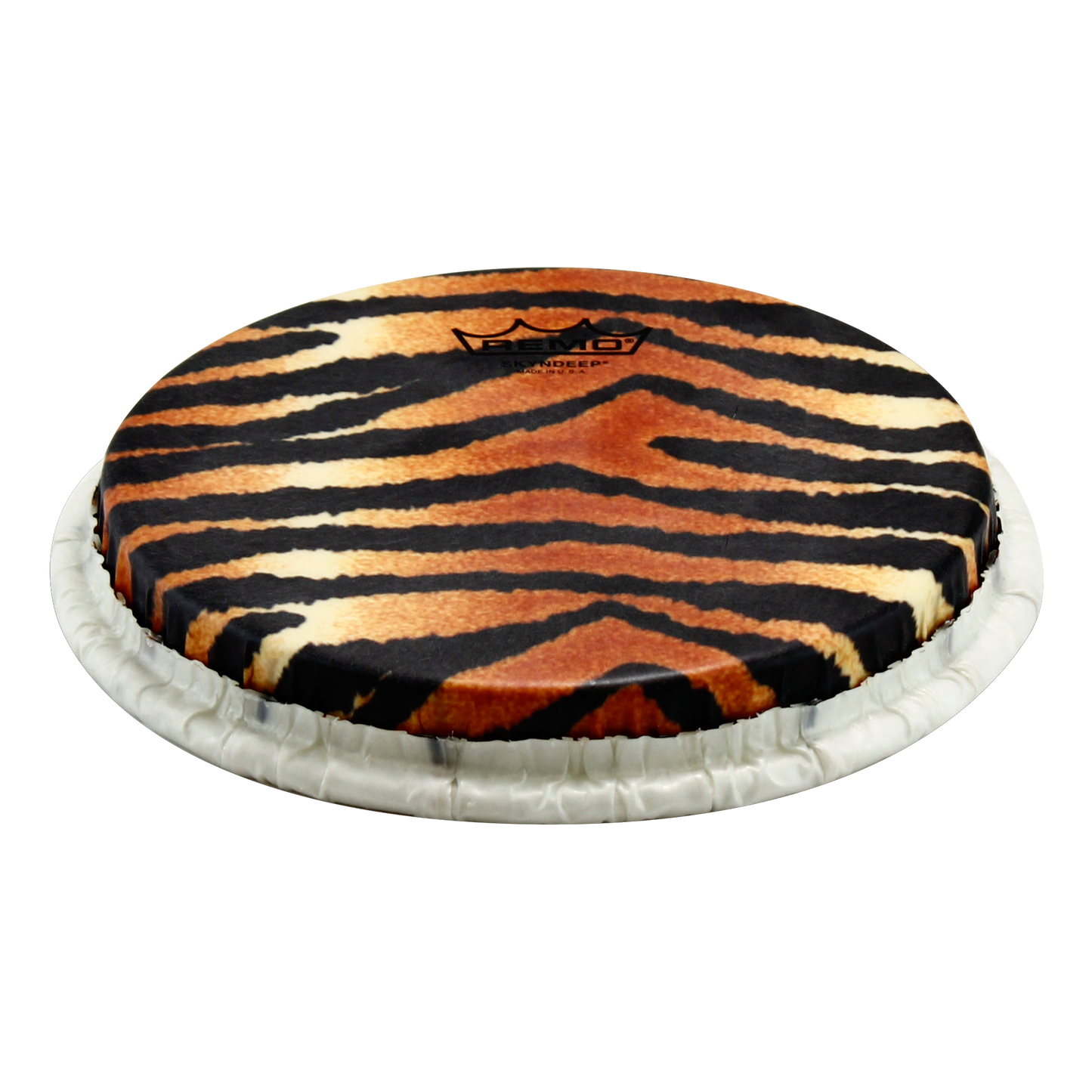Remo Bongo Drumhead, Tucked, 8.5", Skyndeep, 'Tiger Stripe' Graphic