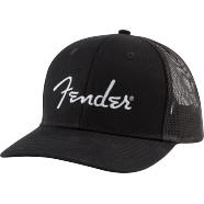 Fender Silver Thread Logo Snapback Trucker Hat, Black, One Size Fits Most