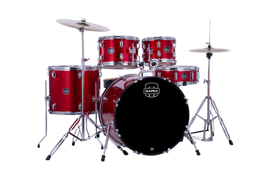Batería Mapex Comet Series de 5 piezas con herrajes, platillos y bombo de 22" - Infrarrojo