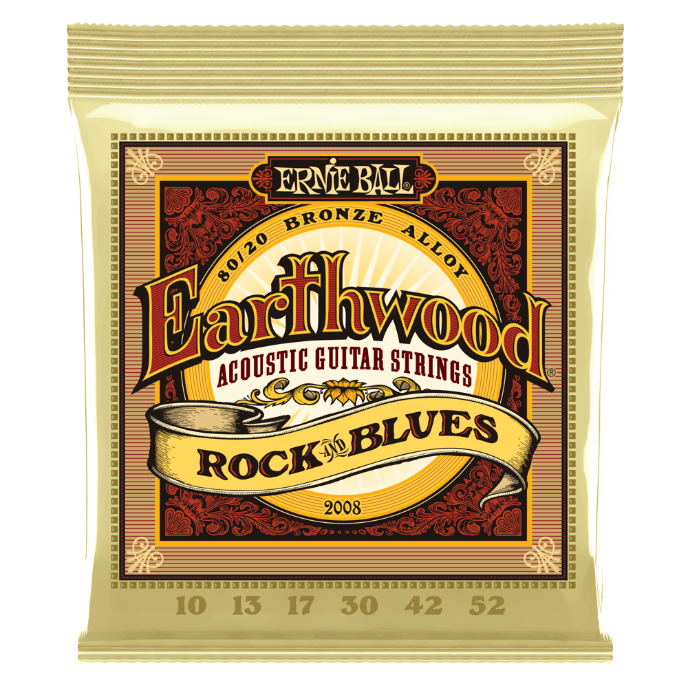 Ernie Ball 2008 Earthwood 80/20 Bronze Acoustic Guitar Strings - .010-.052 Rock and Blues P02008