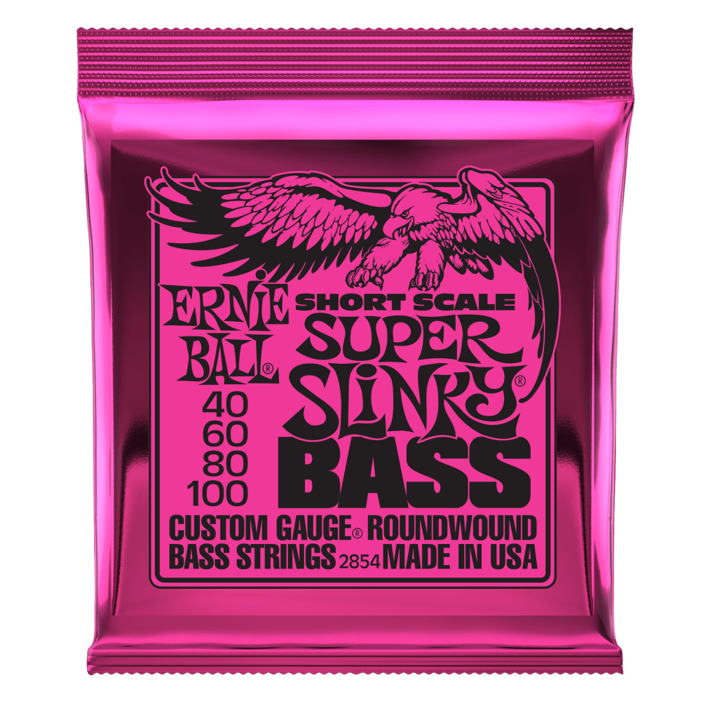 Ernie Ball P02854  Super Slinky Nickel Wound Short Scale Electric Bass Strings 40-100 Gauge