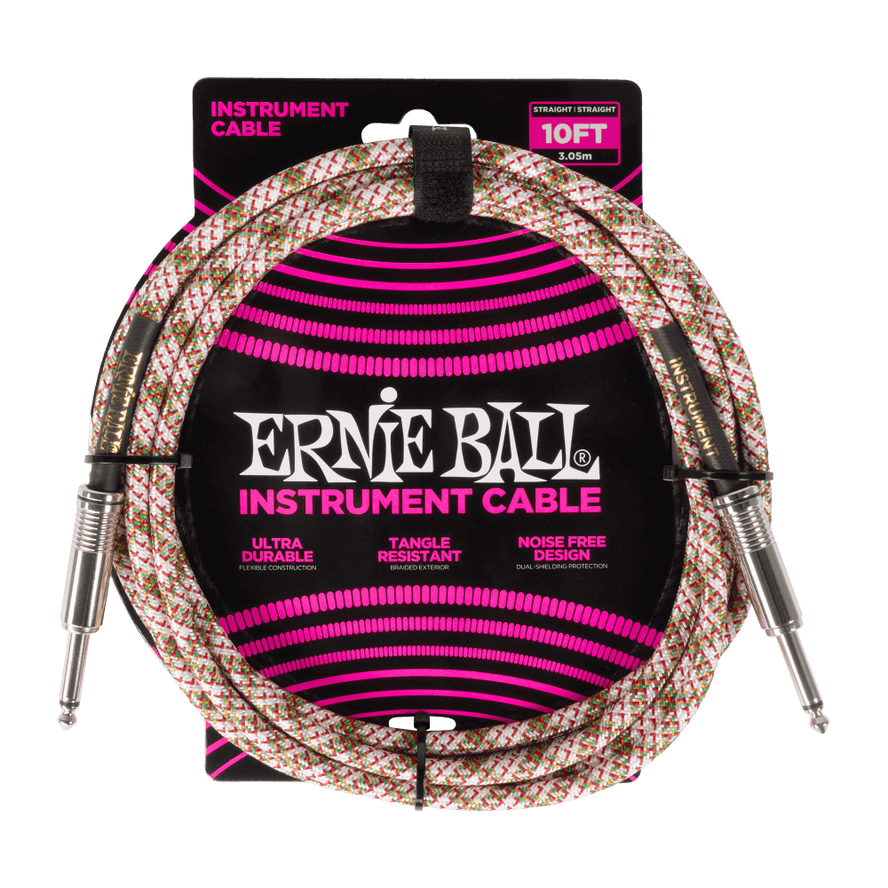 Ernie Ball P06426 Braided Instrument Cable - 10 foot, Emerald Argyle