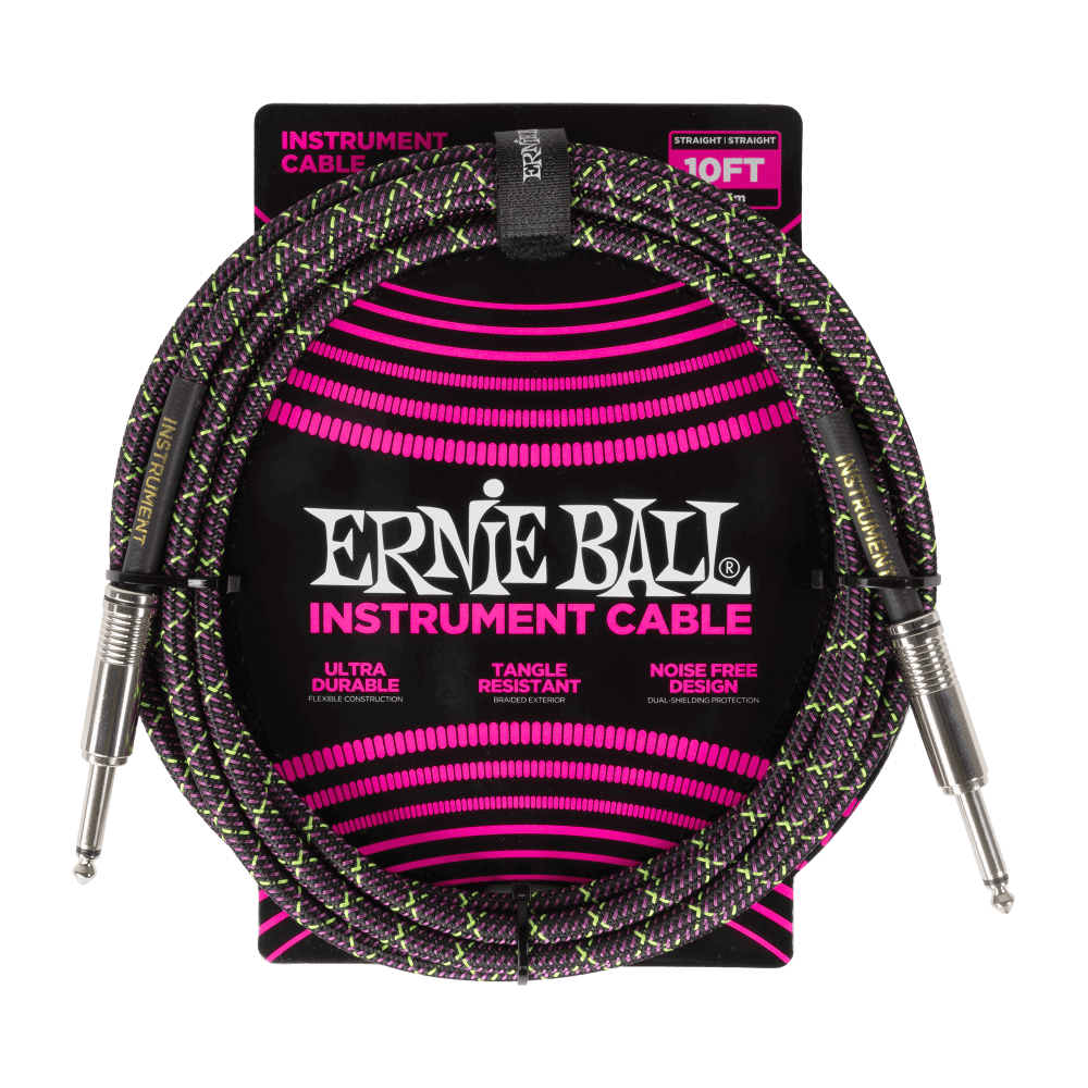 Ernie Ball P06427 Braided Instrument Cable - 10 foot, Purple Python