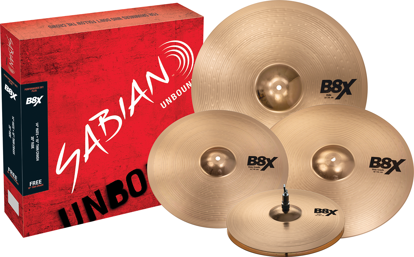 Sabian B8X Performance Cymbal Set - 14/16/20 inch - with Free 18 inch Crash