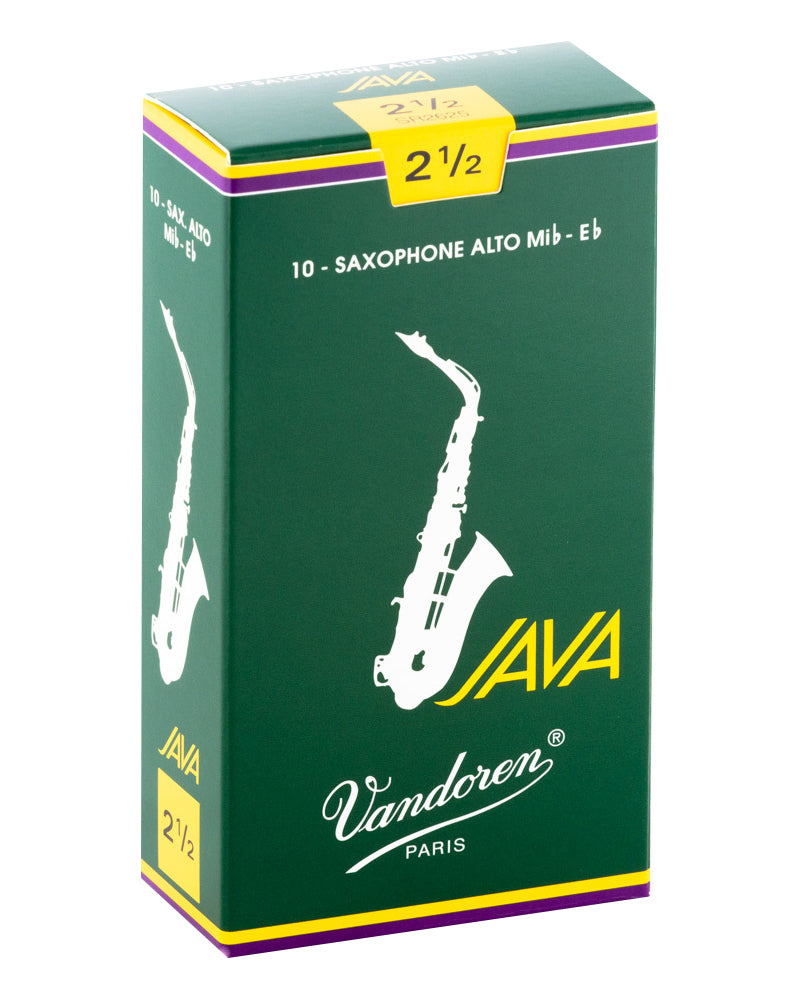 Vandoren SR2625 - Cañas verdes para saxofón alto JAVA - 2.5 (paquete de 10)