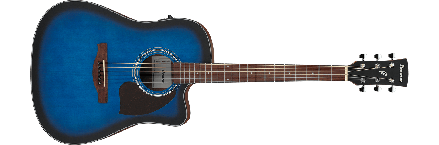 Guitarra electroacústica Ibanez PF50CE - Trans Blue Sunburst de poro abierto