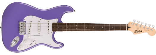 Squier Sonic Stratocaster, diapasón de laurel, golpeador blanco, acabado ultravioleta