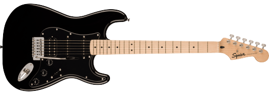 Squier Sonic Stratocaster HSS, Maple Fingerboard, Black Pickguard, Black