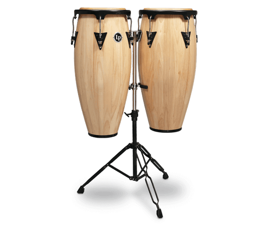 Latin Percussion Aspire Wood Conga/Tumba Set with Stand - 11/12 inch Natural Wood