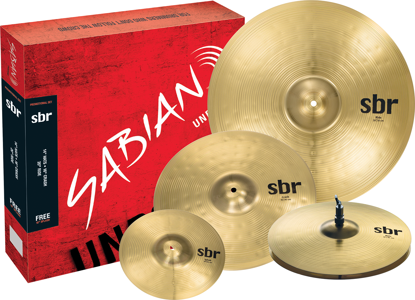 Sabian SBR Performance Cymbal Set - 14/16/20 inch - with Free 10 inch Splash