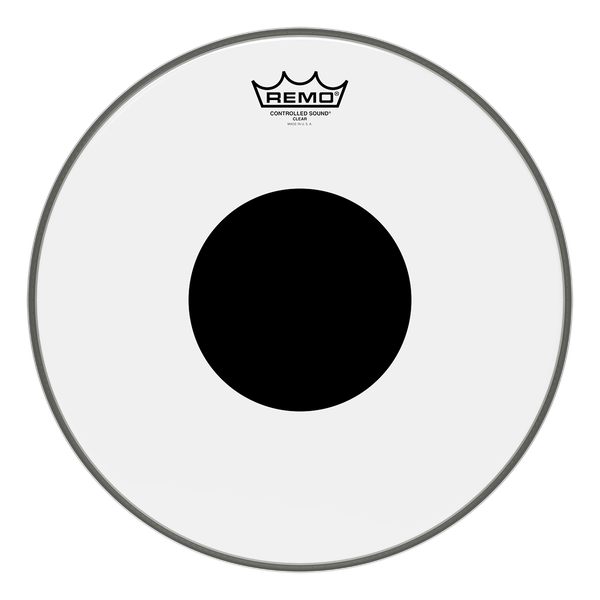 REMO Batter, CONTROLLED SOUND®, Clear, 14" Diameter, BLACK DOT™ On Top