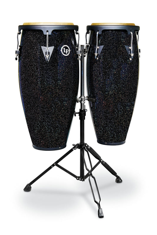 LP Aspire 10-inch and 11-inch Santana Black Magic Conga Set with Double Stand LPA646-BM