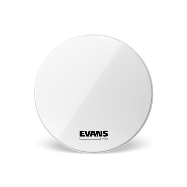Evans MX1 White Marching Bass Drum Head, 28 Inch