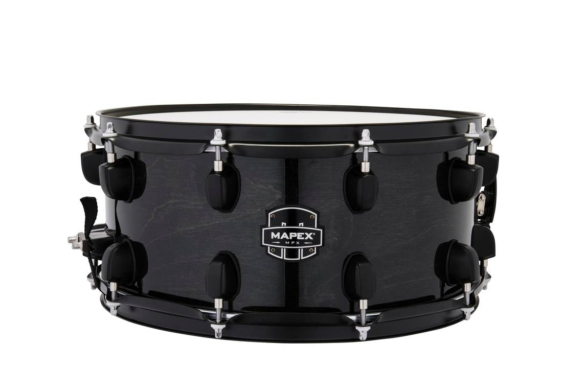 Caja Mapex MPX de arce y álamo, 6,5 x 14 pulgadas, negra con herrajes negros