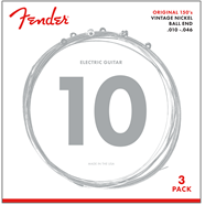 Cuerdas de guitarra Fender Original 150, entorchado en níquel puro, extremo de bola, calibres 150R (0,010-0,046), paquete de 3