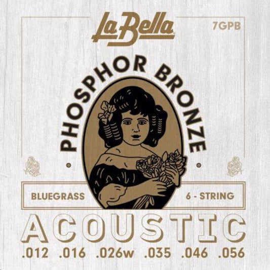 La Bella 7GPB Phosphor Bronze Acoustic Guitar - Bluegrass 12-56