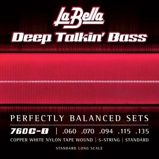 La Bella 760C-B Copper White Nylon Tape - Standard, 5-String - 60-135