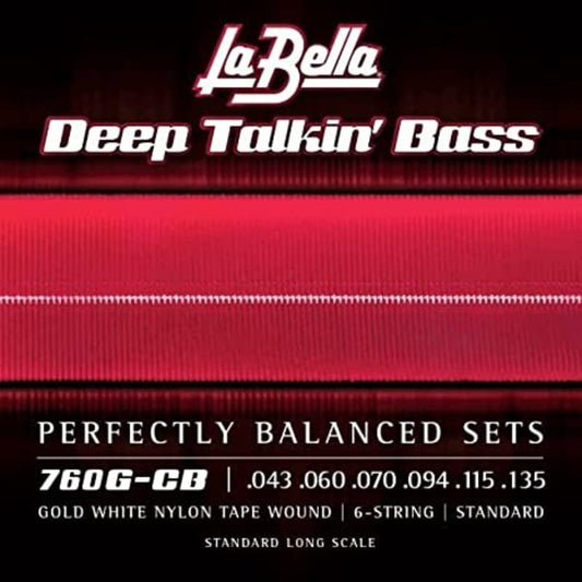 La Bella 760G-CB Gold White Nylon Tape - Standard, 6-String - 43-135