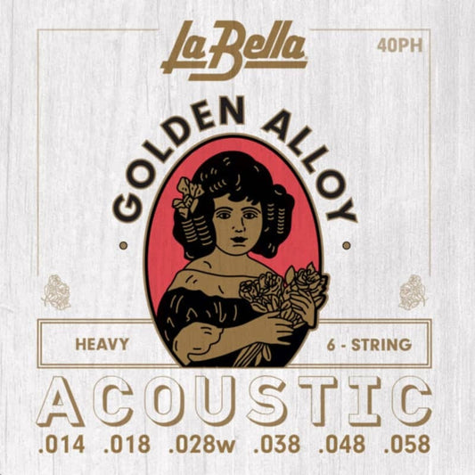 La Bella 40PH Golden Alloy Acoustic Guitar - Heavy 14-58