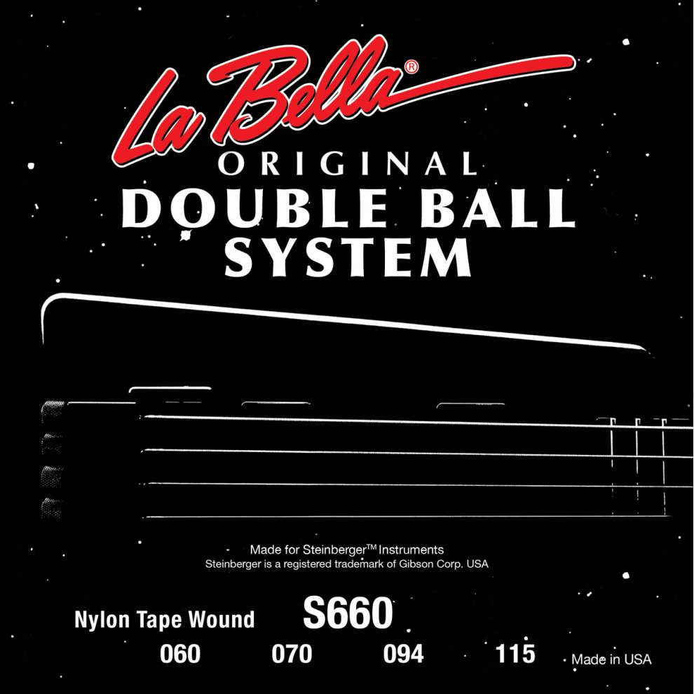 La Bella S660 Double Ball Bass Black Nylon Tape Wound - Light 60-115