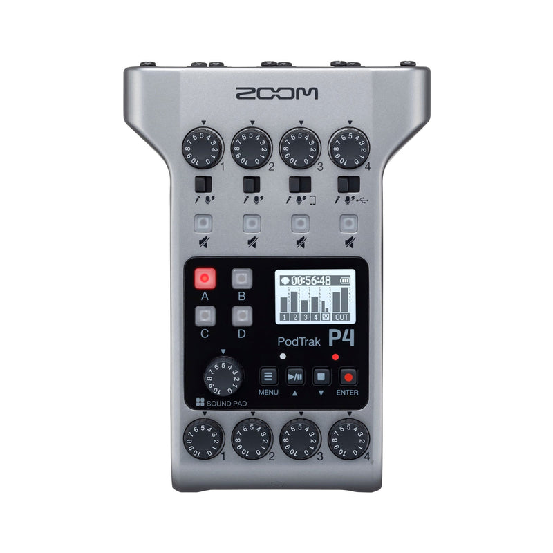 Grabadora definitiva de 4 entradas Zoom PodTrak P4 para podcasting