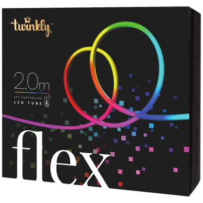 Twinkly Flex 6.5ft, LED Tube Multi Color, RGB LED Strip Flexible, Compatible with HomeKit, Alexa and Google Home, Gaming Lights, 16 M+ Colors, USB C Powered, App Control, White Wire