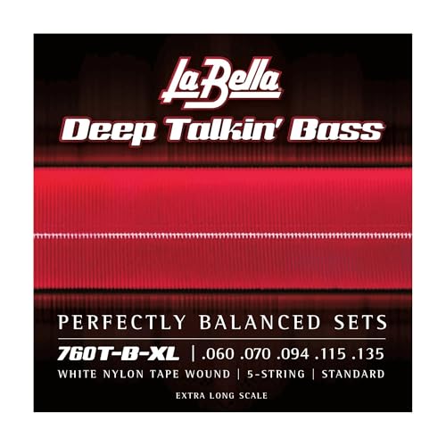 La Bella 760T-B-XL White Nylon Tape - Standard, 5-String, Extra Long Scale