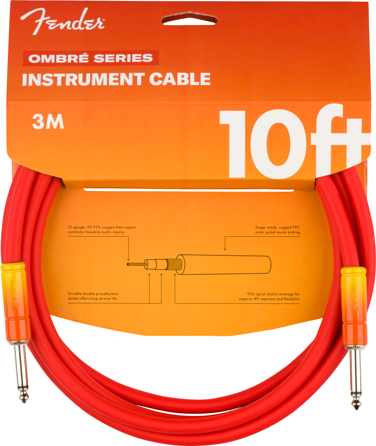 Fender Ombré Instrument Cable Straight/Straight 10' - Tequila Sunrise