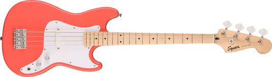 Squier Sonic Bronco Bass, Maple Fingerboard, White Pickguard, Tahitian Coral