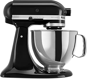 Kitchenaid 110VARTISAN® STAND MIXER WITH 5-QT SS BOWL W/ HANDLE, 10 SPEEDS, 325 WATTS. Includes a