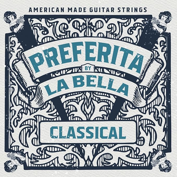 La Bella 1P Preferita Clear Nylon Trebles & Tarnish-Resistant Basses Classical Guitar Strings