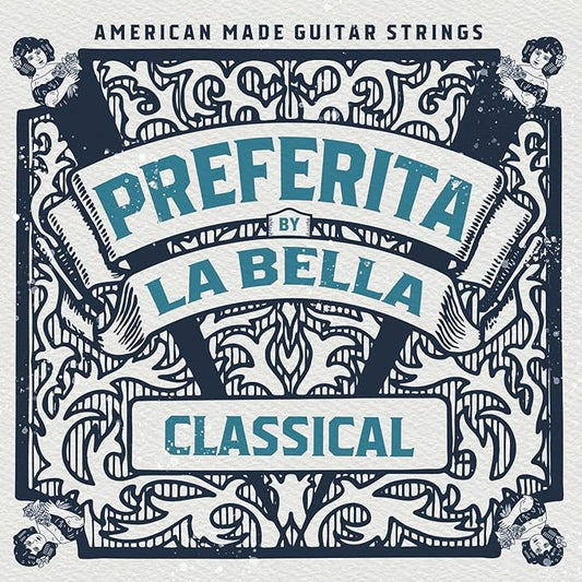 La Bella 1P Preferita Clear Nylon Trebles & Tarnish-Resistant Basses Classical Guitar Strings
