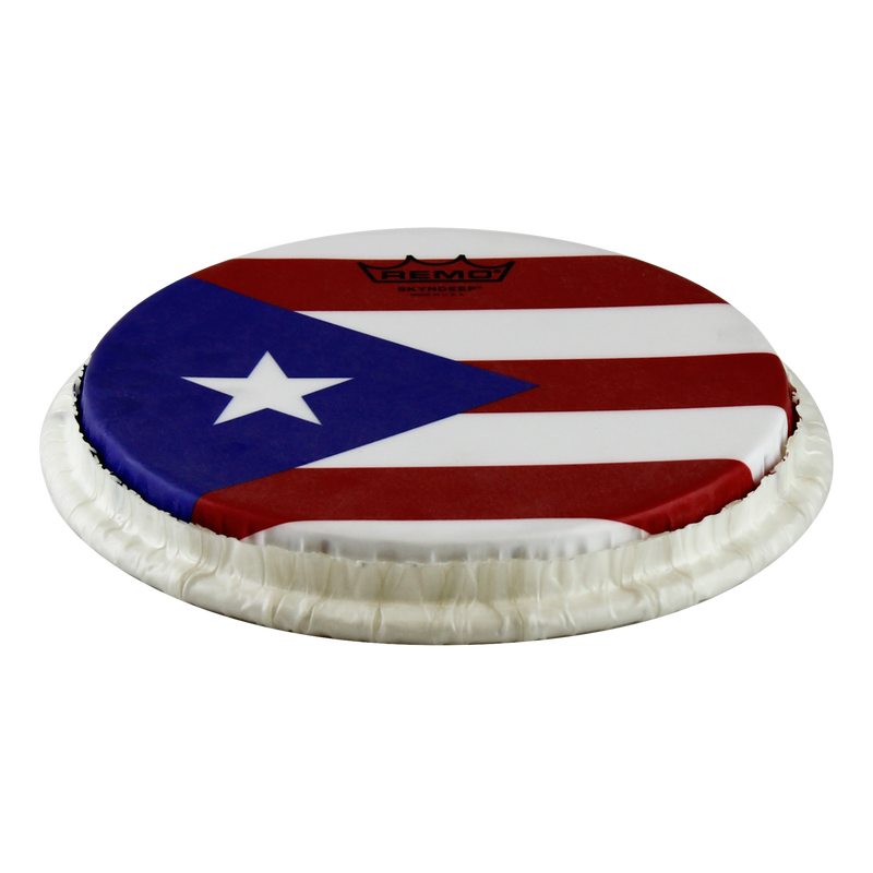 Remo Bongo Drumhead, Tucked, 8.5", Skyndeep, 'Puerto Rican Flag' Graphic