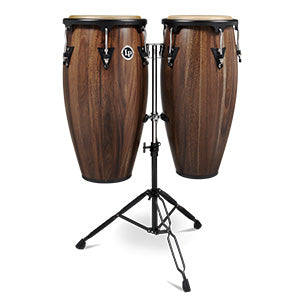 Latin Percussion Aspire Wood Conga/Tumba Set with Stand - 11/12 inch Natural -Siam Walnut