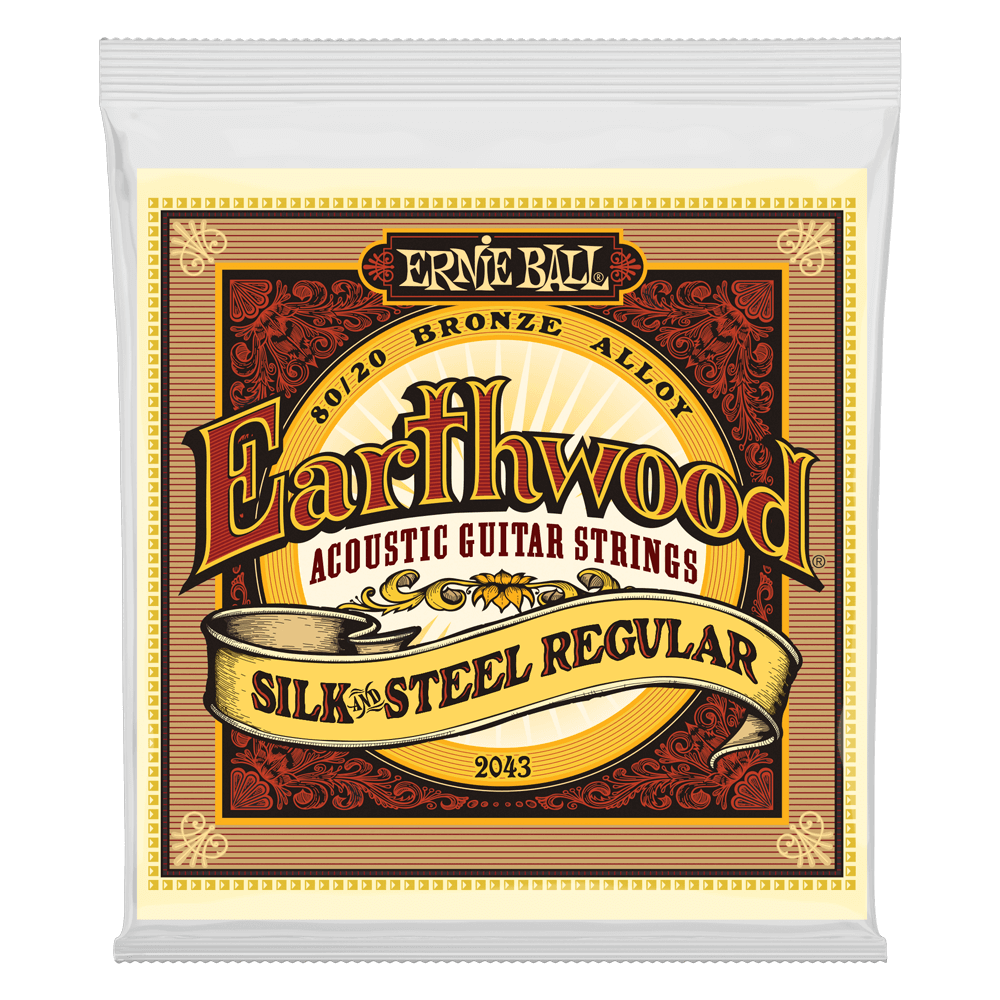 Ernie Ball Regular Earthwood 80/20 Bronze Silk & Steel Acoustic Guitar Strings 13-56 Gauge P02043