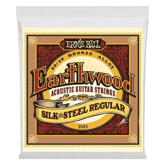 Ernie Ball Regular Earthwood 80/20 Bronze Silk & Steel Acoustic Guitar Strings 13-56 Gauge P02043