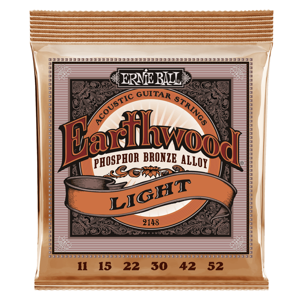 Ernie Ball 2148 Earthwood Phosphor Bronze Acoustic Guitar Strings - .011-.052 Light